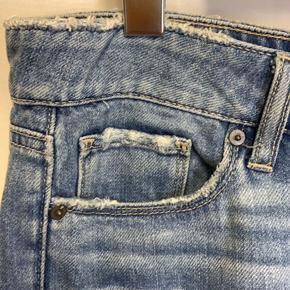 Paige Jimmy Jimmy Medium Wash Mid-Rise Distressed Cuffed Jean Shorts Size 29/US8 - Picture 9 of 15